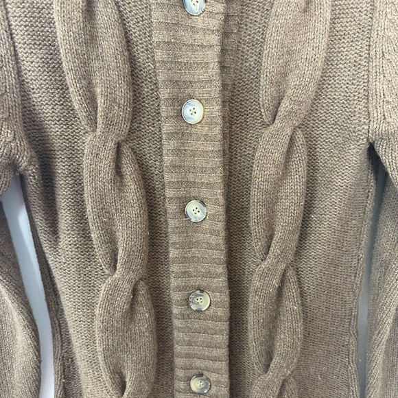 Vintage J McLaughlin cable knit long Cardigan Brown size S - Picture 7 of 10